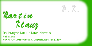 martin klauz business card